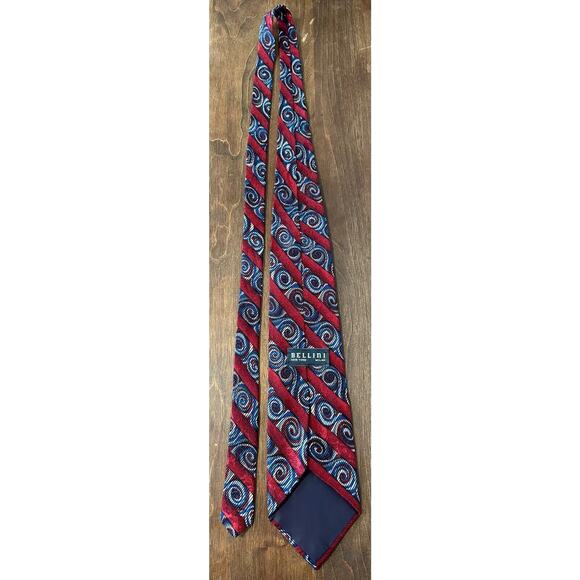 Bellini 100% Silk Men's Tie in Red and Blue 4" Striped Vintage - Picture 14 of 14